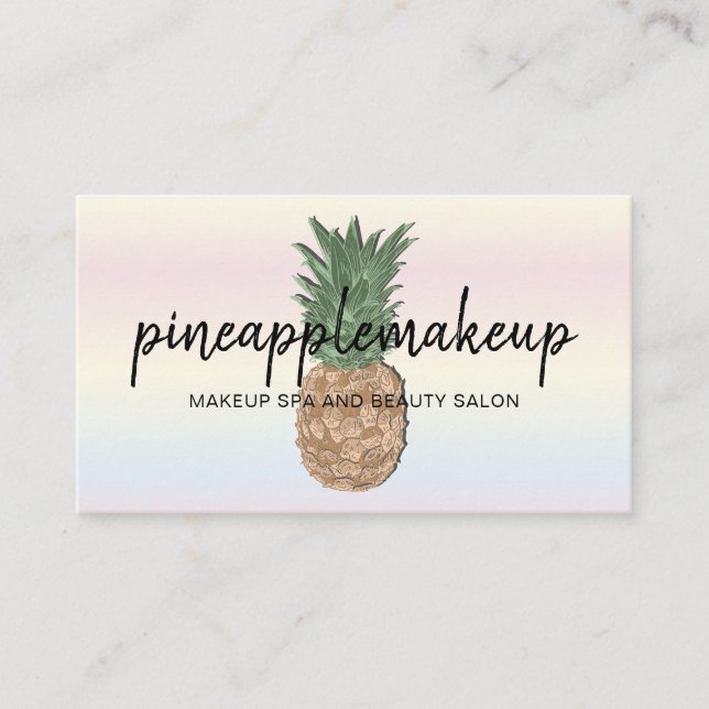 Tropisk Boho Chic Pineapple Holografisk Visitkort (Framsida)