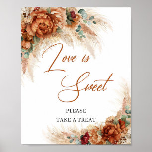 Tropisk boho koppar bränd orange Kärlek är sött Poster