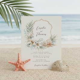 Tropisk Boho Strand Crest Bröllop Inbjudningar