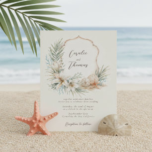Tropisk Boho Strand Crest Bröllop Inbjudningar