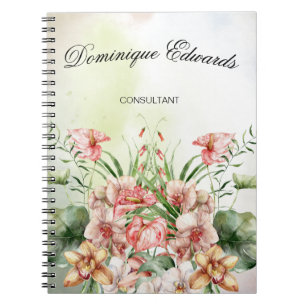 Tropisk botanisk blomma elegant stilfull anteckningsbok