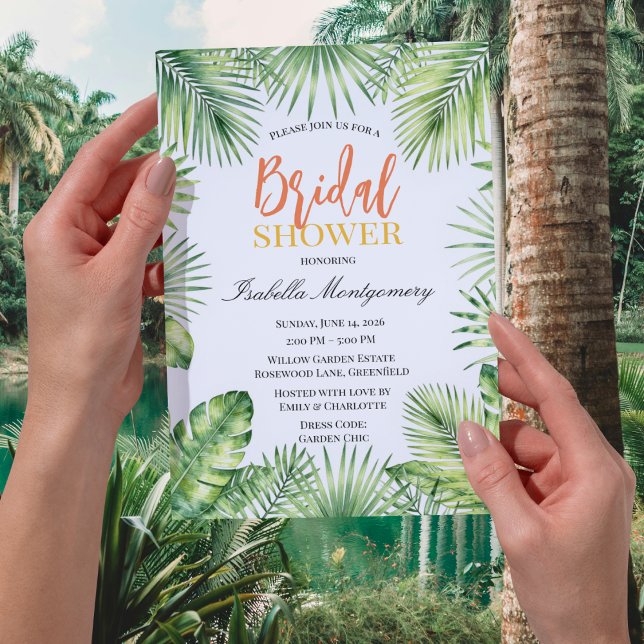 Tropisk botanisk grön bröllopsdusch inbjudningar (Tropical Botanical Green Bridal Shower Invitations
)