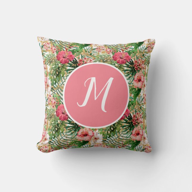 Tropisk Botanisk Monogram Kuddvar Kudde (Framsida)