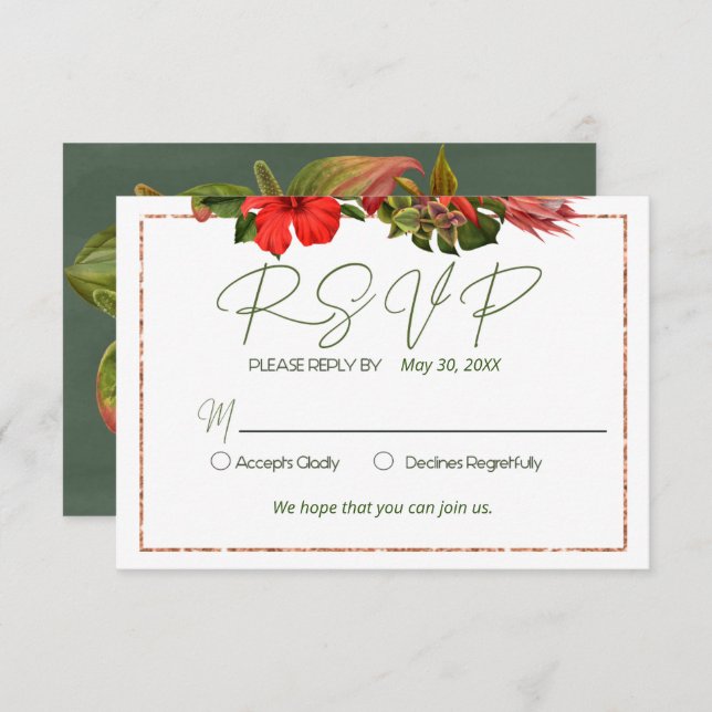 Tropisk Bris Frodig Botanisk RSVP Inbjudningar (Fram/baksida)
