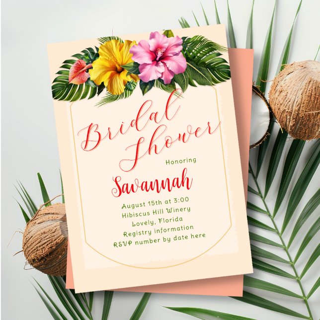 Tropisk bröllopsdusch Hibiskuskrans Inbjudningar (Skapare uppladdad)