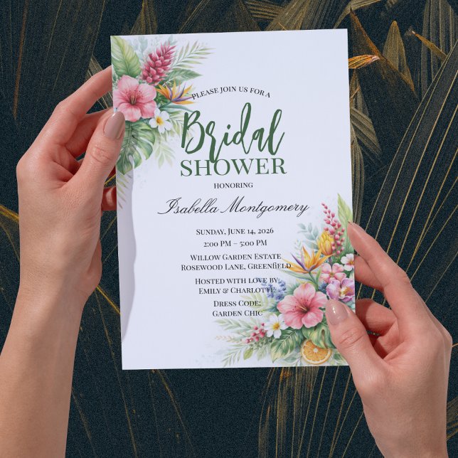 Tropisk Bröllopsdusch Inbjudningar (Tropical Bridal Shower Invitations
)