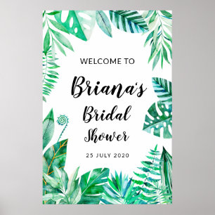 Tropisk bröllopsduschskylt, tropiskt bröllop poster