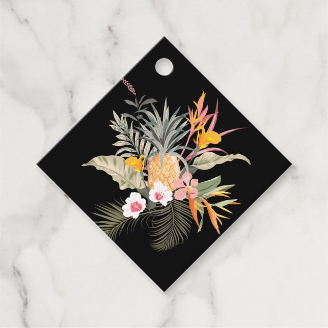 Tropisk bröllopsfest för ananas gåvor etiketter (Framsida)