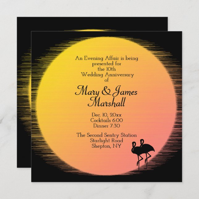 Tropisk bröllopsjubileumsinbjudan inbjudningar (Fram/baksida)