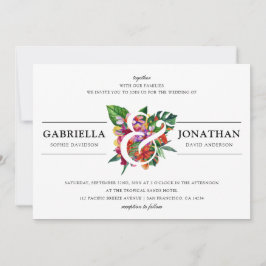 Tropisk bukett & modern typografi | Bröllop Inbjudningar