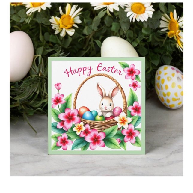 Tropisk bunny påsk och ägg från hälsning julkort (Skapare uppladdad)
