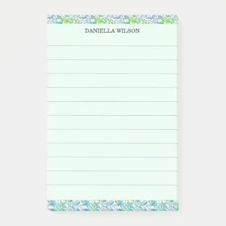 Tropisk Chic Botanisk Blommig Akvarell Linjerad Post-it Block