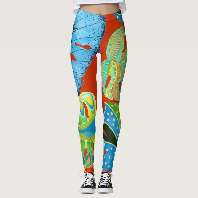 Tropisk Chic: Sömlös läder Mönster. Leggings (Framsida)