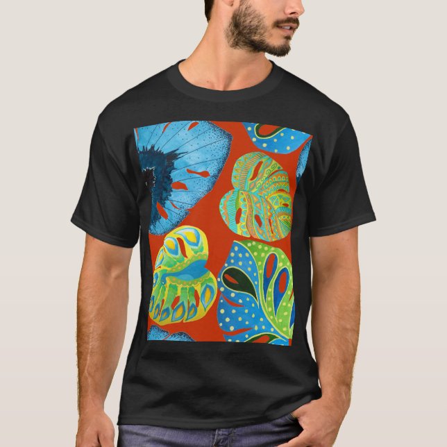 Tropisk Chic: Sömlös läder Mönster. T Shirt (Framsida)
