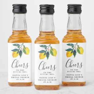 Tropisk citron bröllopsfest  spritflaskor etikett