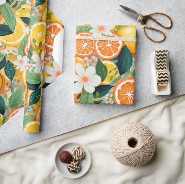 Tropisk Citrus Bloom Blommig  Presentpapper (Hantverk)