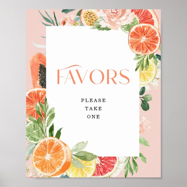 Tropisk citrus bröllopsdusch presentkort poster (Framsidan)