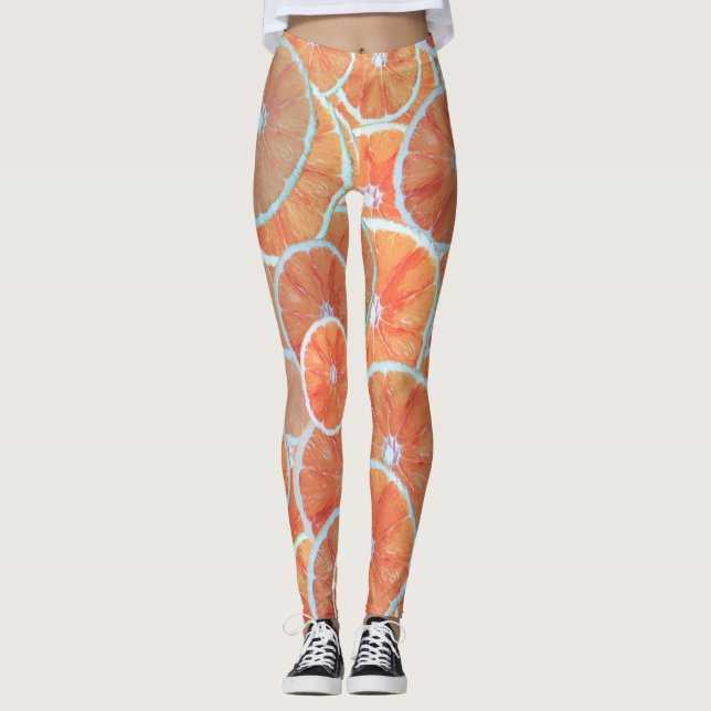 Tropisk Citrus Fruit Orange Tangerine Slices| Leggings (Framsida)