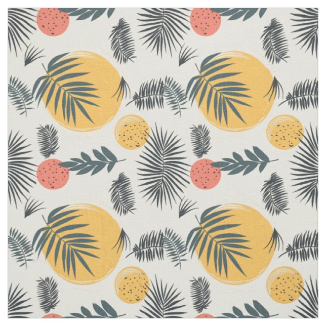 Tropisk Citrus & Palm  Sommar mönster Tyg (Provkarta)
