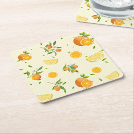 Tropisk citrus SOMMER Orange citron Slice Underlägg Papper Kvadrat