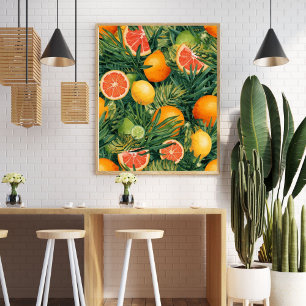 Tropisk Citrusmix – Akvarell Citron, Apelsin Poster
