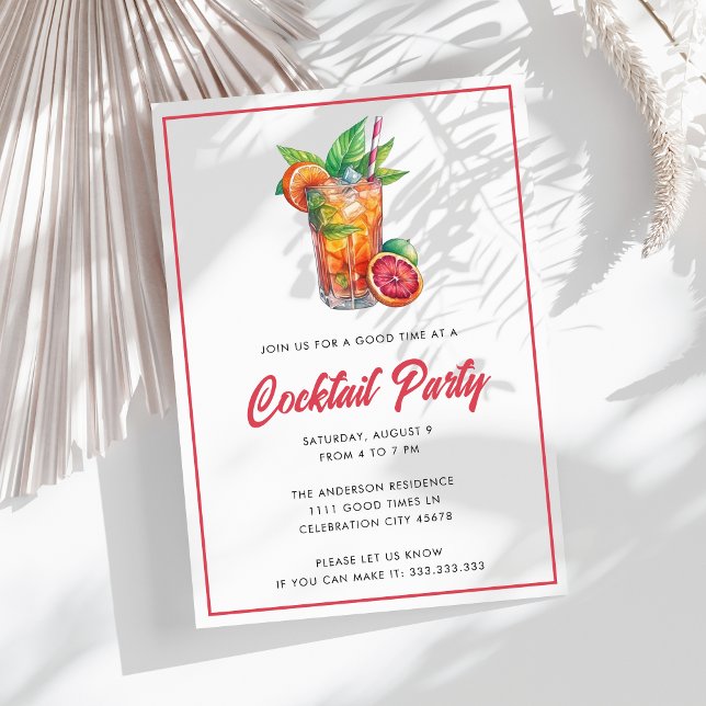 Tropisk cocktailfest på bakgården sommar drinkar inbjudningar (Skapare uppladdad)