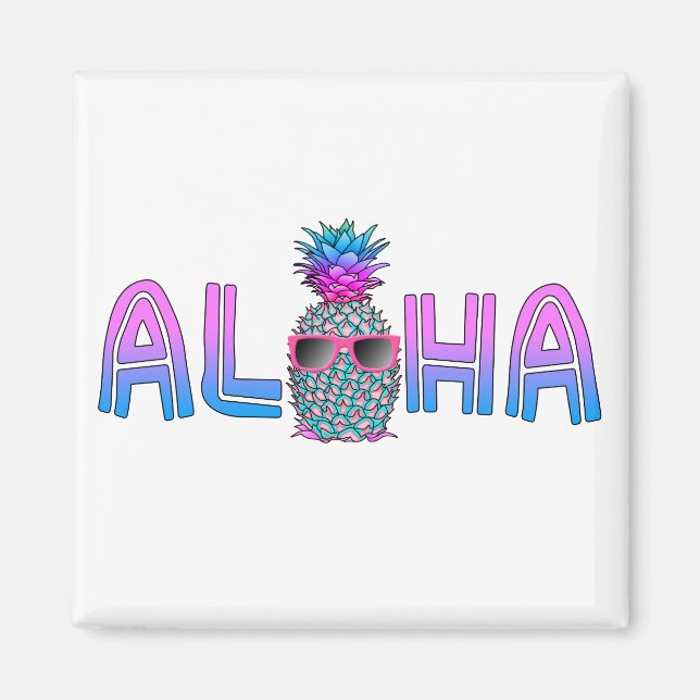 Tropisk Coola Aloha Pineapple Magnet (Framsidan)