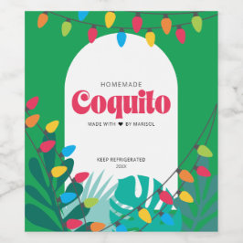 Tropisk coquito-jul vinflaska etikett