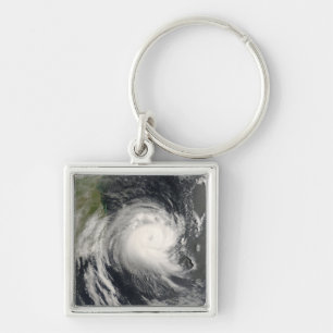 Tropisk Cyclone Favio som att närma sig Mocambiqu Fyrkantig Silverfärgad Nyckelring