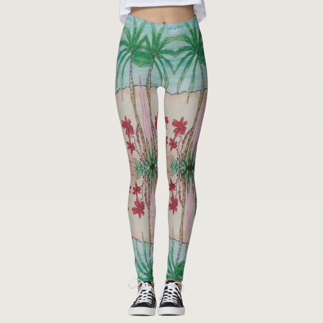 Tropisk design leggings (Framsida)