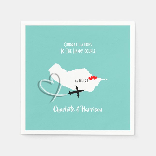 Tropisk destination Madeira Bröllop Pappersservett (Framsidan)