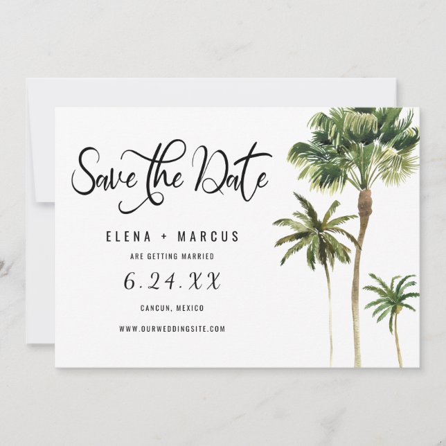 Tropisk destination palmer Spara datum Inbjudningar (Framsida)