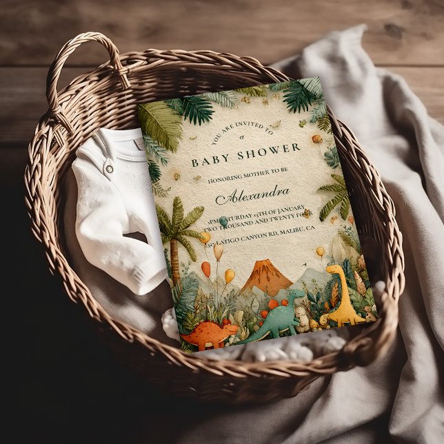 Tropisk Dino-äventyr Baby Shower Inbjudningar (Skapare uppladdad)