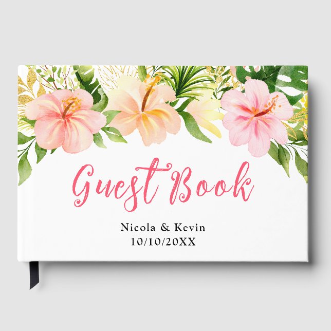 Tropisk Djungel Blommig Bröllop Gästböcker (Framsida)