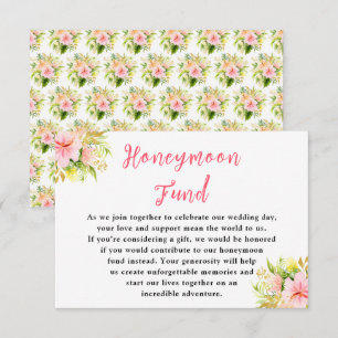 Tropisk Djungel Blommig Bröllops Honungsmånad Fond Tilläggskort