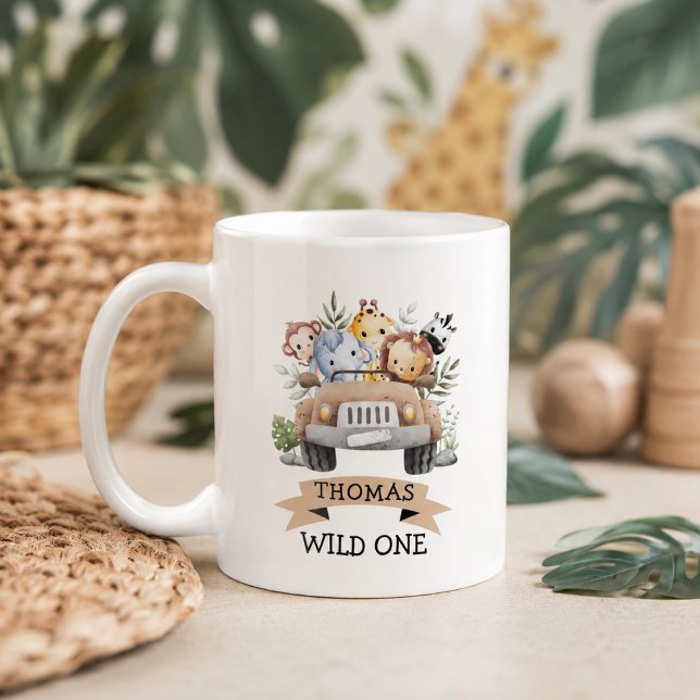 Tropisk djungel safari djur fest kaffemugg (Tropical Jungle Safari Animals Party Coffee Mug)