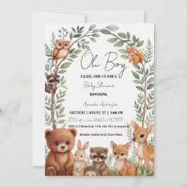 Tropisk djungel safari djur pojke baby shower inbjudningar