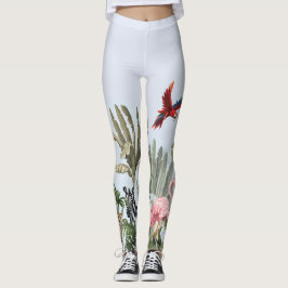 Tropisk djungel vilda djur fyrkantig silkesduk leggings