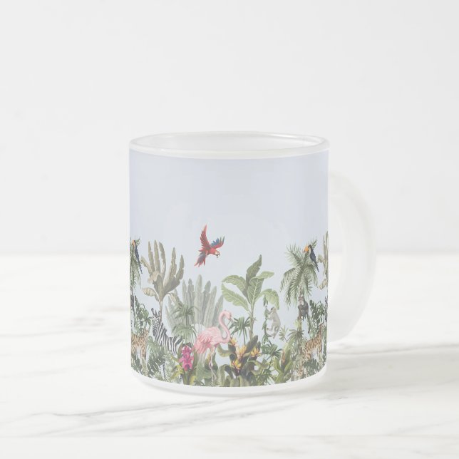 Tropisk djungel vilda djur keramisk kaffemugg (Framsida höger)