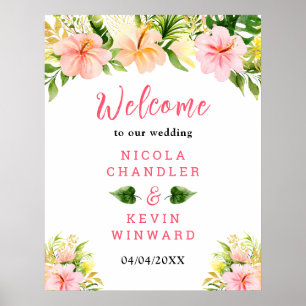 Tropisk djungelblommig bröllopsväxlingsskylt poster