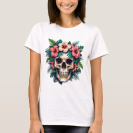 TROPISK DÖDSKALLE KVINNORS T-TRÖJA T SHIRT