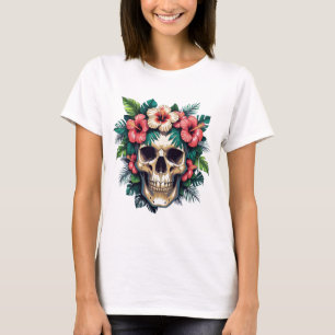 TROPISK DÖDSKALLE KVINNORS T-TRÖJA T SHIRT