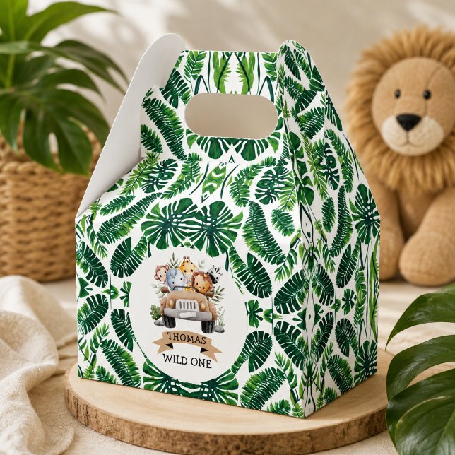 Tropisk Dschungel Safari Djur Fest Presentaskar (Tropical Jungle Safari Animals Party Favor Boxes)