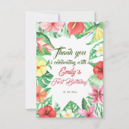 Tropisk Dschungel Safari Första Födelsedag Tack Kort