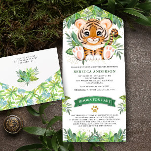 Tropisk Dschungel Safari Söt Tiger Bebis Shower