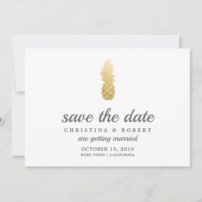 Tropisk Elegans | Ananas Spara Datum Inbjudningar (Framsida)