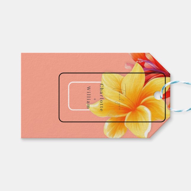 Tropisk elegant blomster  presentetikett (Framsidan (Horisontell))