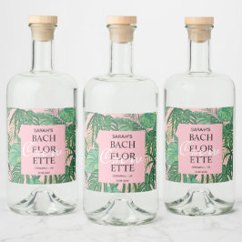 Tropisk Exotisk Palm Rosa Sällskapsresa Brudtärna  Spritflaskor Etikett