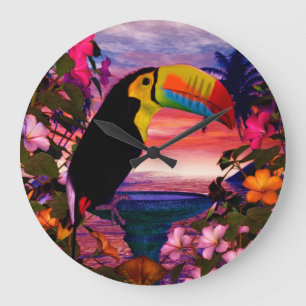 Tropisk fågel 2 "Toucans" Decor Stor Klocka