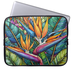 Tropisk fågel av Paradise Stains glass art Laptop Fodral